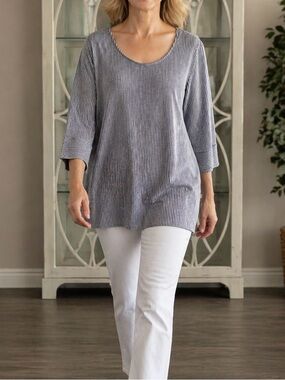 W5 stripes light blue/white tunic top size 1X